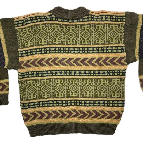 Vtg Mexx Coogi Style Mens Sz M Multicolor Knit Pullover Sweater 100% Cotton - Picture 2 of 6